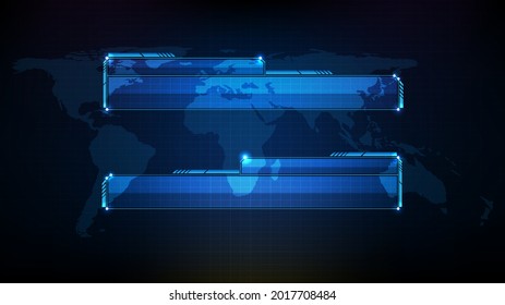 abstract futuristic background of blue technology sci fi frame, hud ui topic, lower third button bar