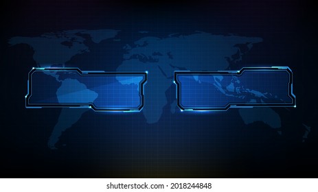 abstract futuristic background of blue technology sci fi frame, hud ui topic, lower third button bar