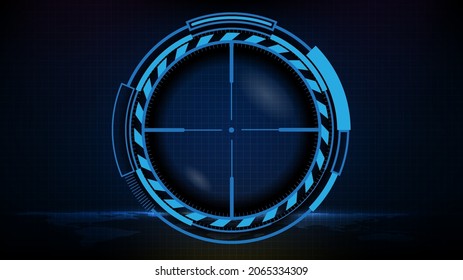 fondo futurista abstracto de la tecnología azul de la vista de francotiradores con marcas de medición ui hud display sniper de rango más largo