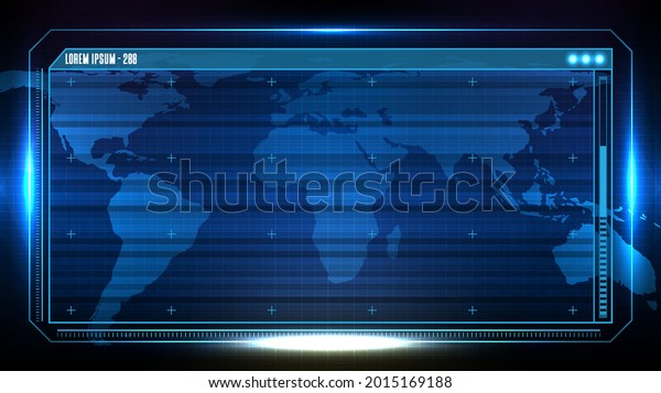 abstract futuristic\
background of blue technology sci fi frame, hud ui topic, lower\
third button bar