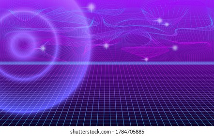 Abstract futuristic background with bright flashes, rays and neon network. EPS10
