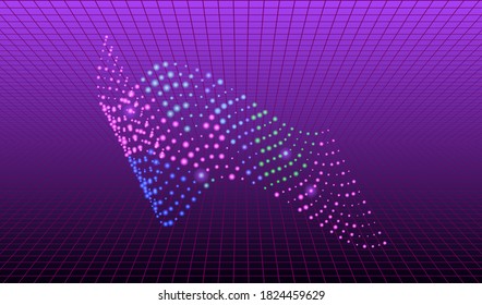 Abstract futuristic background with bright flashes, rays and neon network. EPS10