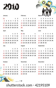 abstract futuristic background calendar for 2010, vector illustration