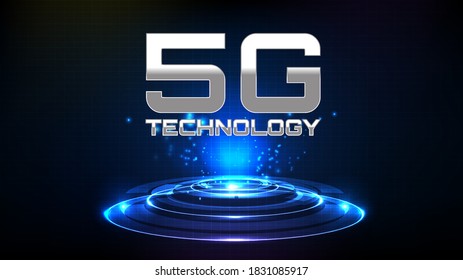 Abstract futuristic background of Circle interface sci fi frame hud ui with 5g technology new wireless