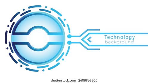 An Abstract futuristic background with circular digital design, featuring glowing blue gradient and technology inspired elements, evoking innovation and progress.future digital technology background