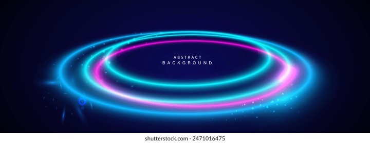 Abstract futuristic background with circular glowing lines. Vector illustration.