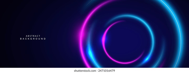 Abstract futuristic background with circular glowing lines. Vector illustration.