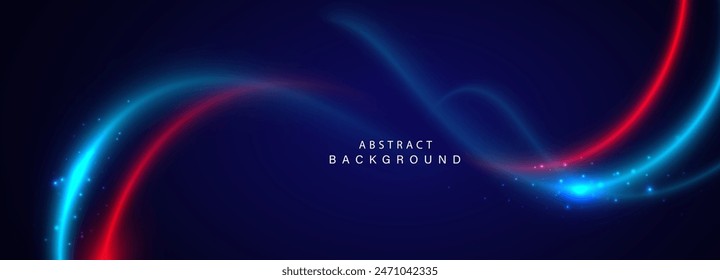 Abstract futuristic background with circular glowing lines. Vector illustration.