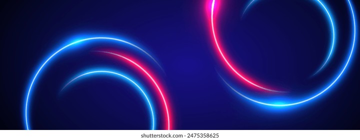 Abstract futuristic background with circular glowing lines. Vector illustration.