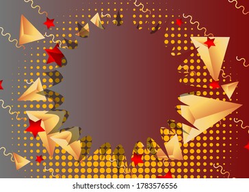 Abstract futuristic background with comic book and other gradient geometric elements. Modern vector backdrop illustration.