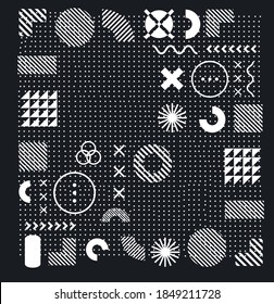 Abstract futuristic background with composition of geometric shapes and forms. Cyberpunk sci-fi style template for trendy modern bold poser and cover design.