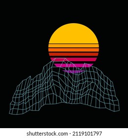 Abstract futuristic background with composition of geometric shapes and forms. Cyberpunk retro futurism set, vaporwave. Abstract digital elements for web banner, posters, covers design