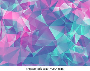 Abstract futuristic background with crystals in bright colors. Pink background.  Wallpaper can be used for brochures, flyers and design products. Vector illustration