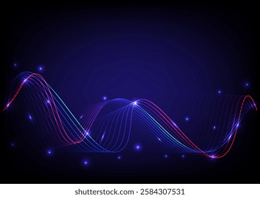 Abstract futuristic background. Design for futuristic, fiber optic, wave, telecoms, digital,  internet, online, network, communication, connection, neon, line.