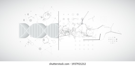Abstract futuristic background for design works.
Science template, wallpaper or banner with a DNA molecules.