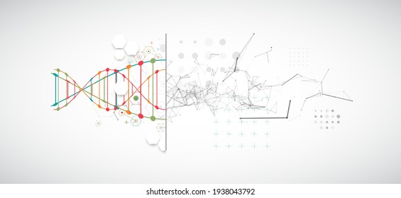 Abstract futuristic background for design works.
Science template, wallpaper or banner with a DNA molecules.
