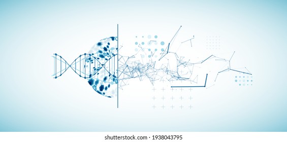 Abstract futuristic background for design works.
Science template, wallpaper or banner with a DNA molecules.