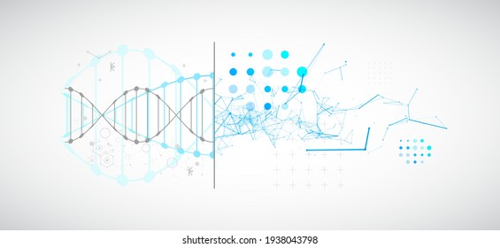 Abstract futuristic background for design works.
Science template, wallpaper or banner with a DNA molecules.