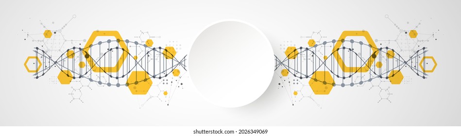 Abstract futuristic background for design works.
Science template, wallpaper or banner with a DNA molecules.