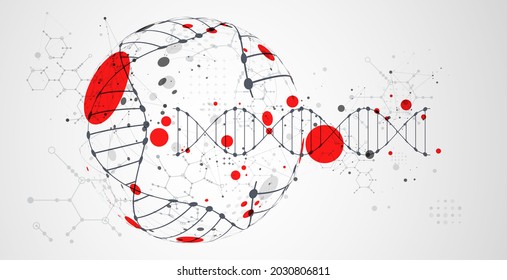 Abstract futuristic background for design works.
Science template, wallpaper or banner with a DNA molecules.