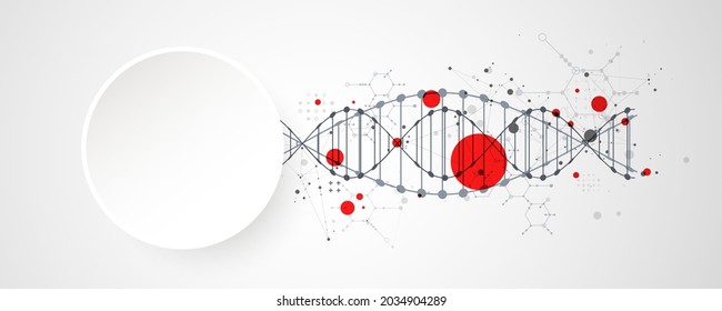 Abstract futuristic background for design works.
Science template, wallpaper or banner with a DNA molecules.