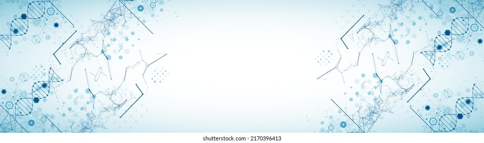 Abstract futuristic background for design works.
Science template, wallpaper or banner with a DNA molecules.
