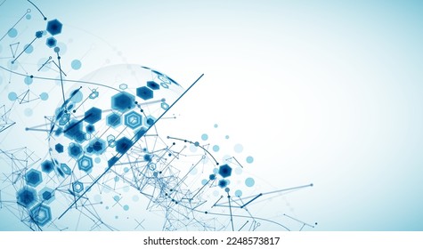 Abstract futuristic background for design works.
Science template, wallpaper or banner with a DNA molecules.
