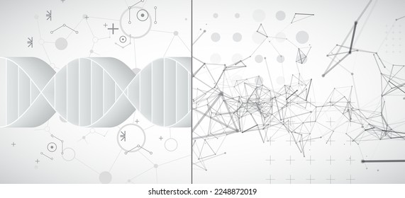 Abstract futuristic background for design works.
Science template, wallpaper or banner with a DNA molecules.