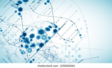 Abstract futuristic background for design works.
Science template, wallpaper or banner with a DNA molecules.