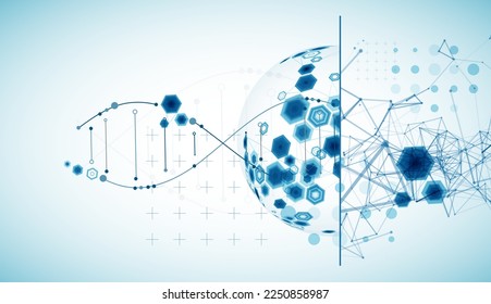 Abstract futuristic background for design works.
Science template, wallpaper or banner with a DNA molecules.