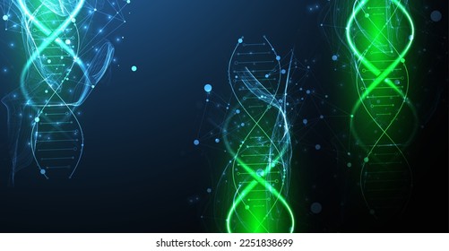 Abstract futuristic background for design works.
Science template, wallpaper or banner with a DNA molecules.