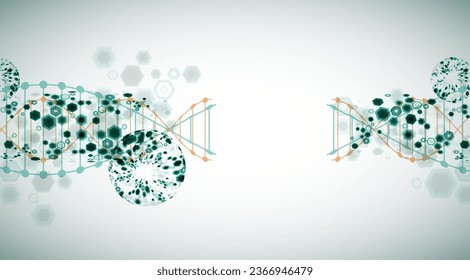 Abstract futuristic background for design works.
Science template, wallpaper or banner with a DNA molecules.