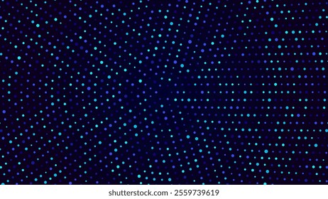 Abstract futuristic background. Digital circle line dots particles wave patter. Big data, block chain visualization. Cyberspace.