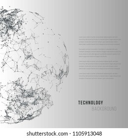 Abstract futuristic background with dots, lines and triangles. Vector illustration.