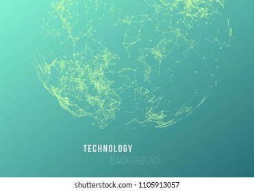 Abstract futuristic background with dots, lines and triangles. Vector illustration.