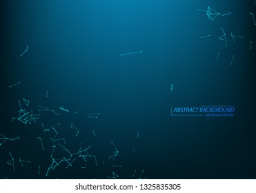 Abstract futuristic background with dots and lines. Vector illustration. Scientific and technological concept, molecular particles and atoms. Big data digital. Polygonal structure.