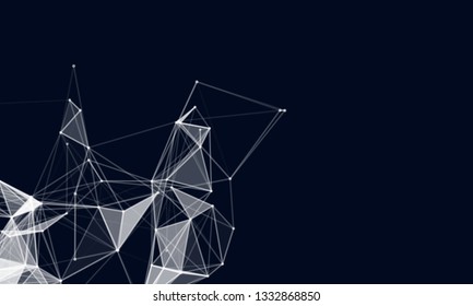 Abstract futuristic background with dots and lines. Vector illustration. Scientific and technological concept, molecular particles and atoms. Big data digital. Polygonal structure.