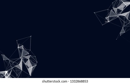 Abstract futuristic background with dots and lines. Vector illustration. Scientific and technological concept, molecular particles and atoms. Big data digital. Polygonal structure.