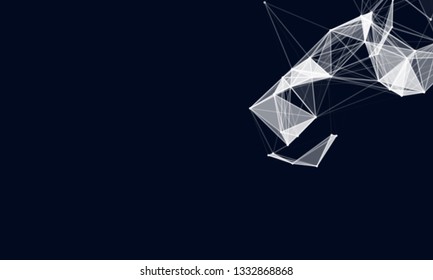 Abstract futuristic background with dots and lines. Vector illustration. Scientific and technological concept, molecular particles and atoms. Big data digital. Polygonal structure.