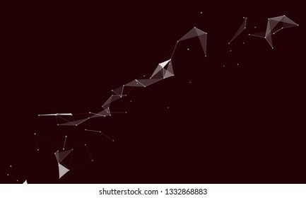 Abstract futuristic background with dots and lines. Vector illustration. Scientific and technological concept, molecular particles and atoms. Big data digital. Polygonal structure.