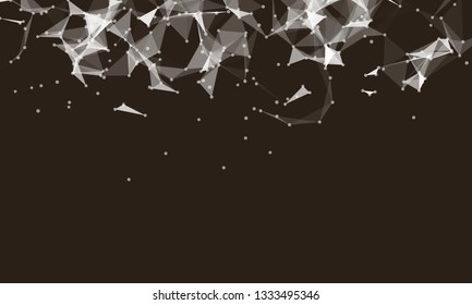 Abstract futuristic background with dots and lines. Vector illustration. Scientific and technological concept, molecular particles and atoms. Big data digital. Polygonal structure.