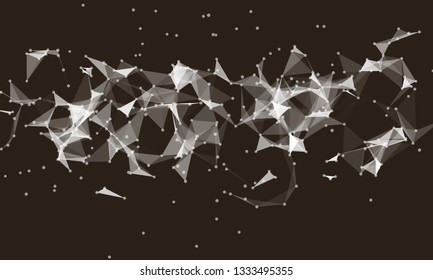 Abstract futuristic background with dots and lines. Vector illustration. Scientific and technological concept, molecular particles and atoms. Big data digital. Polygonal structure.