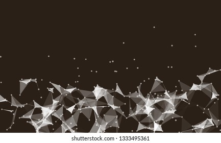 Abstract futuristic background with dots and lines. Vector illustration. Scientific and technological concept, molecular particles and atoms. Big data digital. Polygonal structure.