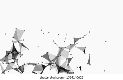 Abstract futuristic background with dots and lines. Vector illustration. Scientific and technological concept, molecular particles and atoms. Big data digital. Polygonal structure.
