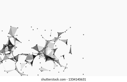 Abstract futuristic background with dots and lines. Vector illustration. Scientific and technological concept, molecular particles and atoms. Big data digital. Polygonal structure.