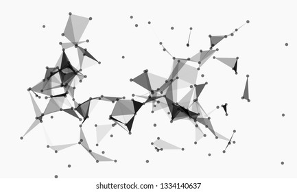 Abstract futuristic background with dots and lines. Vector illustration. Scientific and technological concept, molecular particles and atoms. Big data digital. Polygonal structure.