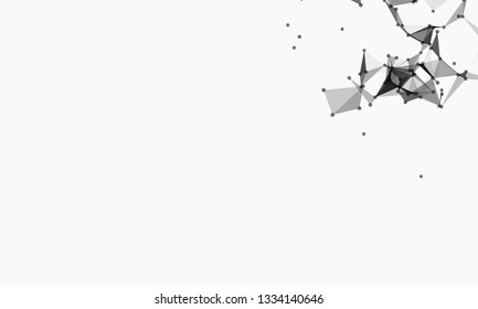 Abstract futuristic background with dots and lines. Vector illustration. Scientific and technological concept, molecular particles and atoms. Big data digital. Polygonal structure.