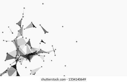 Abstract futuristic background with dots and lines. Vector illustration. Scientific and technological concept, molecular particles and atoms. Big data digital. Polygonal structure.