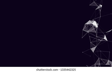 Abstract futuristic background with dots and lines. Vector illustration. Scientific and technological concept, molecular particles and atoms. Big data digital. Polygonal structure.
