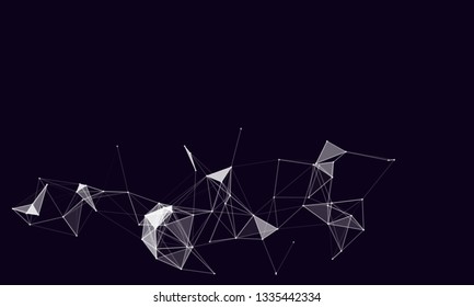 Abstract futuristic background with dots and lines. Vector illustration. Scientific and technological concept, molecular particles and atoms. Big data digital. Polygonal structure.